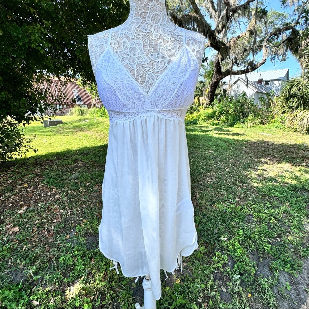 H‎ by Halston Babydoll Thong Nightie Bridal Set in Ivory Size M NWOT